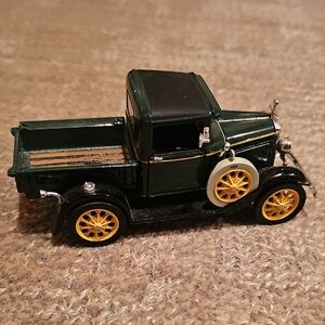 Classic Green Toy Truck with Yellow Wheels